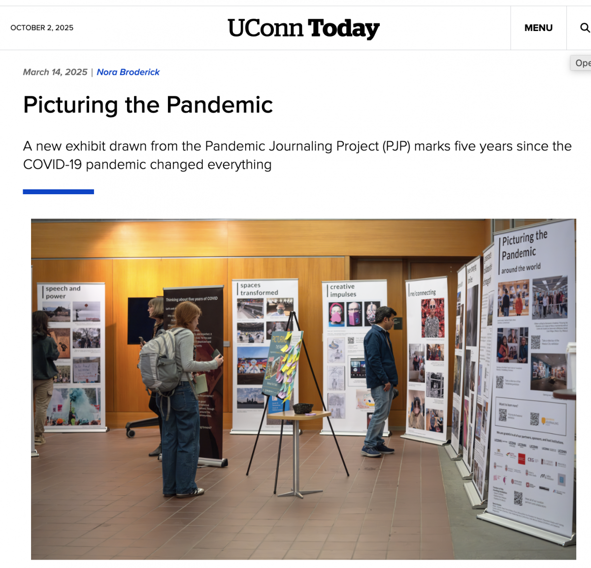 Image of Picturing the Pandemic exhibition at UConn's Babbidge Library